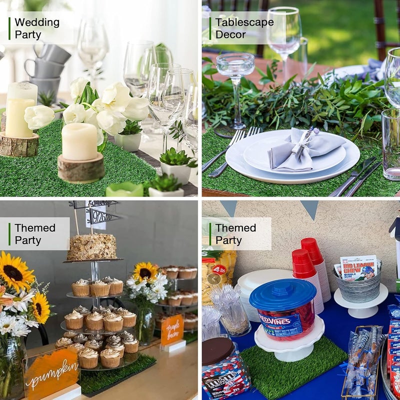 XLX TURF 6 Pack Artificial Grass Square Mats, 12"x18" Fake Grass Placemats for Easter Table Centerpiece, Realistic Synthetic Turf Patch for Football Golf Party Decor, Pet Dog Potty Grass, DIY Crafts - Image 4